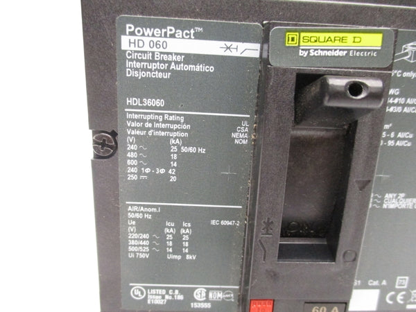 SQUARE D HDL36060 600V 60A NSMP