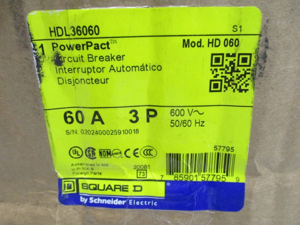 SQUARE D HDL36060 600V 60A NSMP