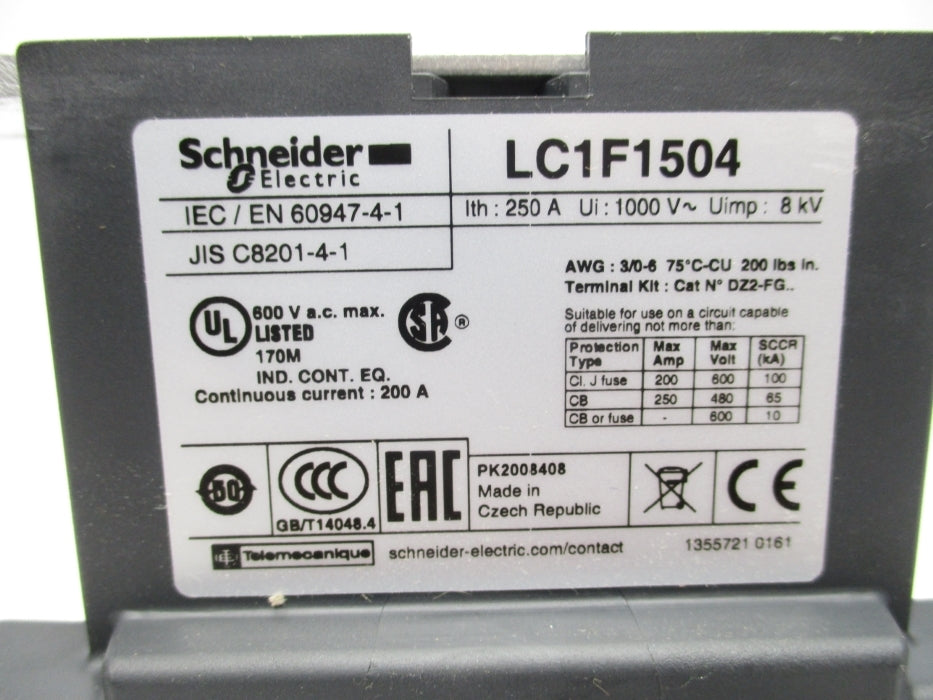 SCHNEIDER ELECTRIC LC1F1504 (AS PICTURED) NSMP