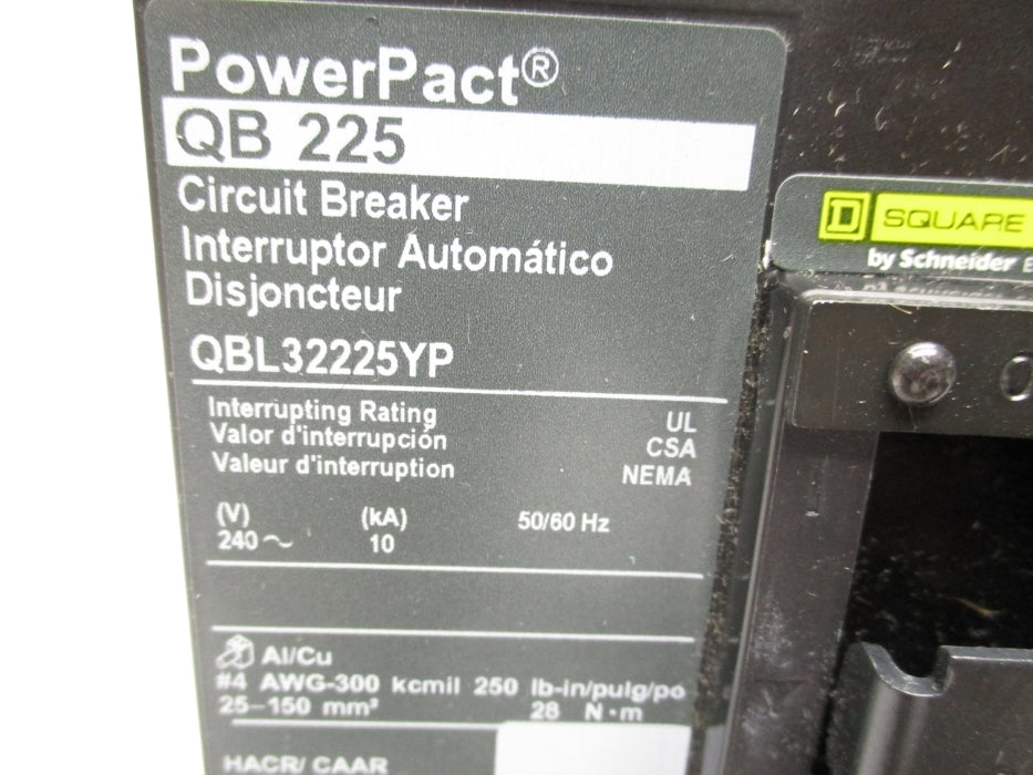 SQUARE D QBL32225YP 225A 240V NSMP
