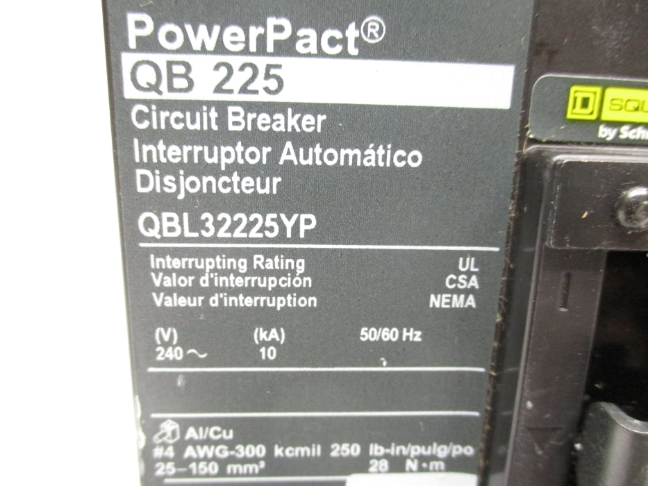 SQUARE D QBL32225YP 240V 225A NSNP