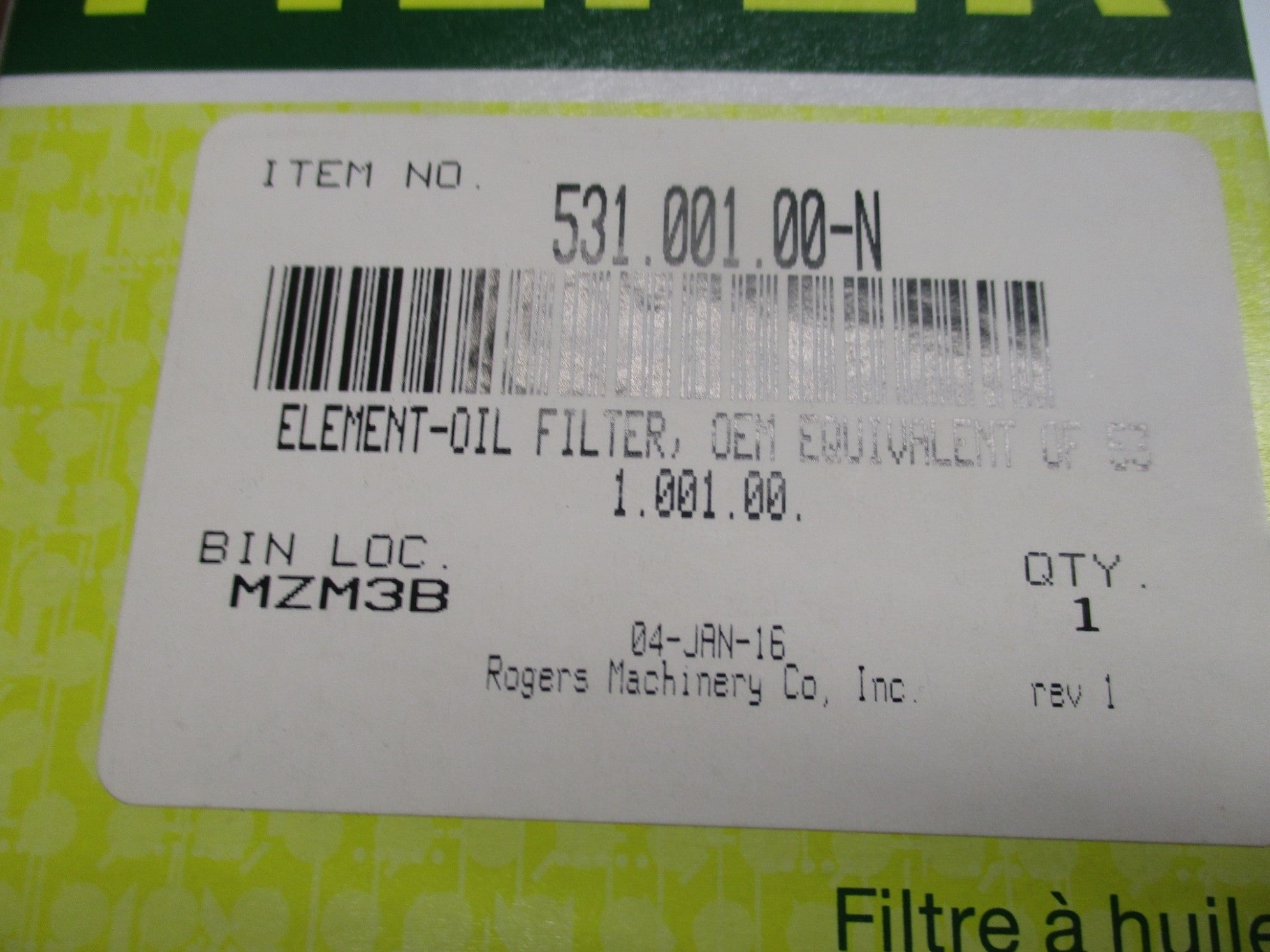 MANN FILTER 531.001.00-N NSMP