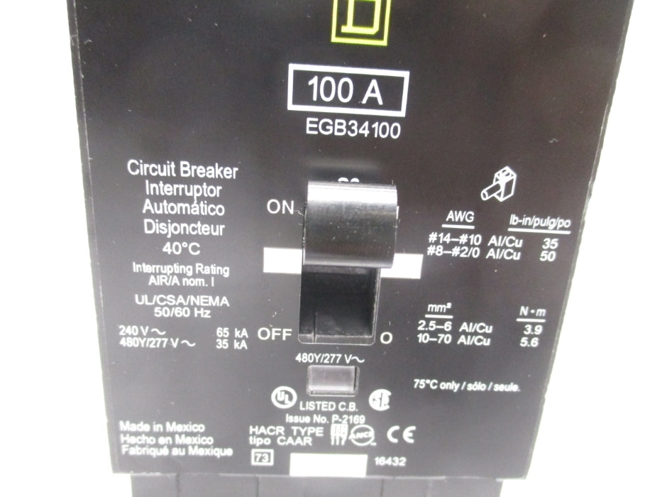 SQUARE D EGB34100 480Y/277V 100A NSNP