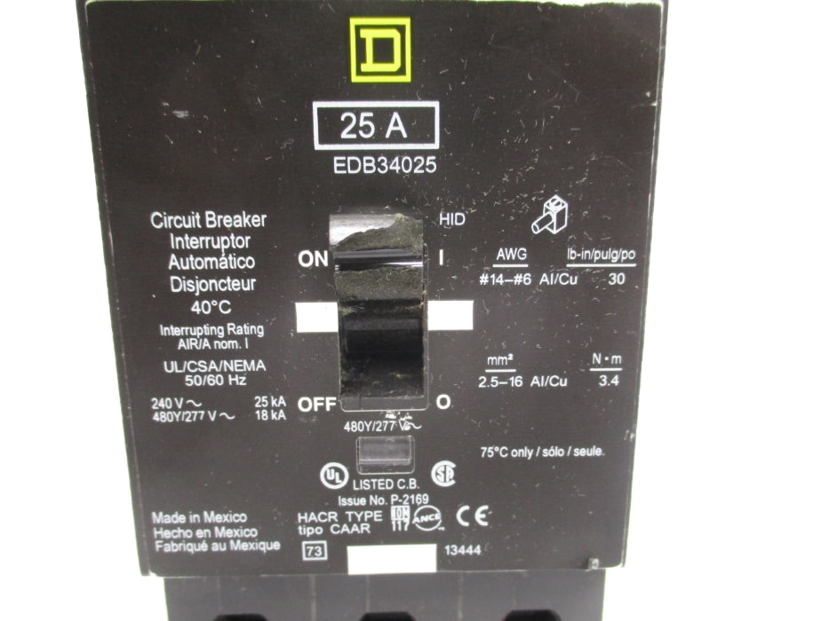 SQUARE D EDB34025 277V 25A UNMP