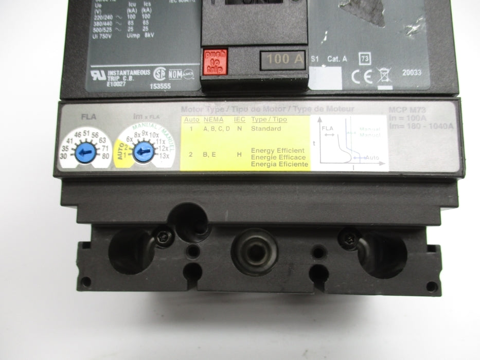 SQUARE D HJL36100M73 100A 600V NSNP