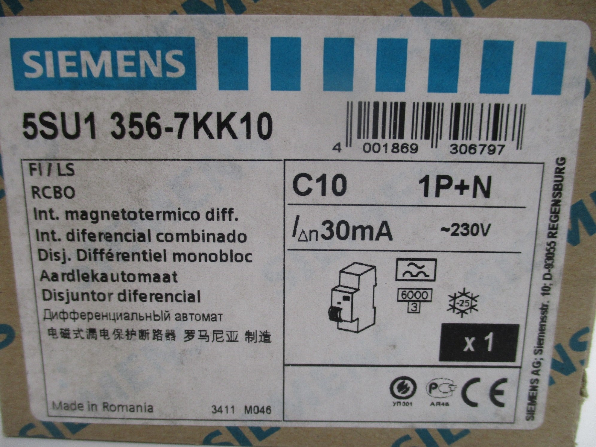 SIEMENS 5SU1356-7KK10 10A 230V NSMP