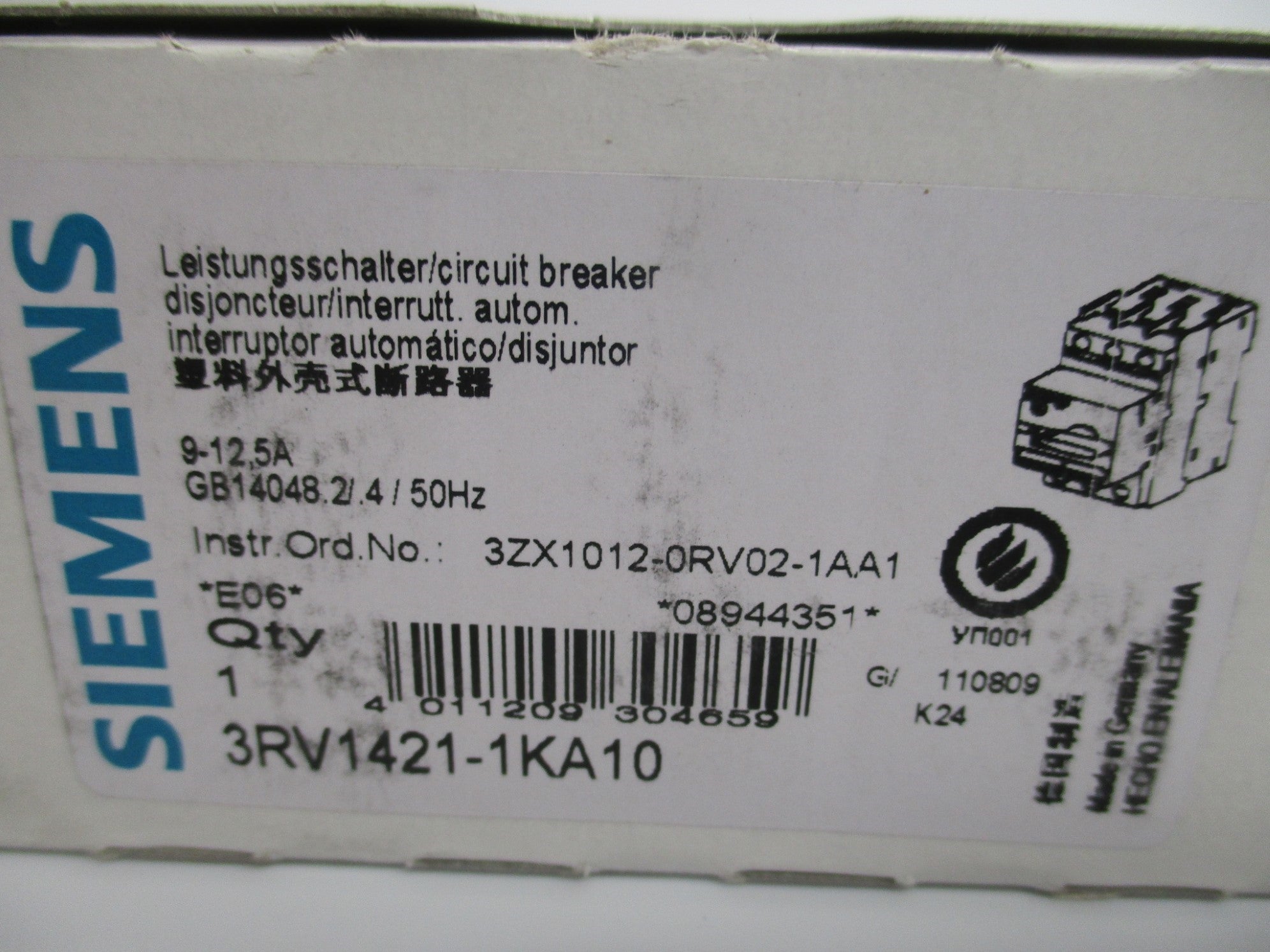 SIEMENS 3RV1421-1KA10 9-12.5A 690V NSMP