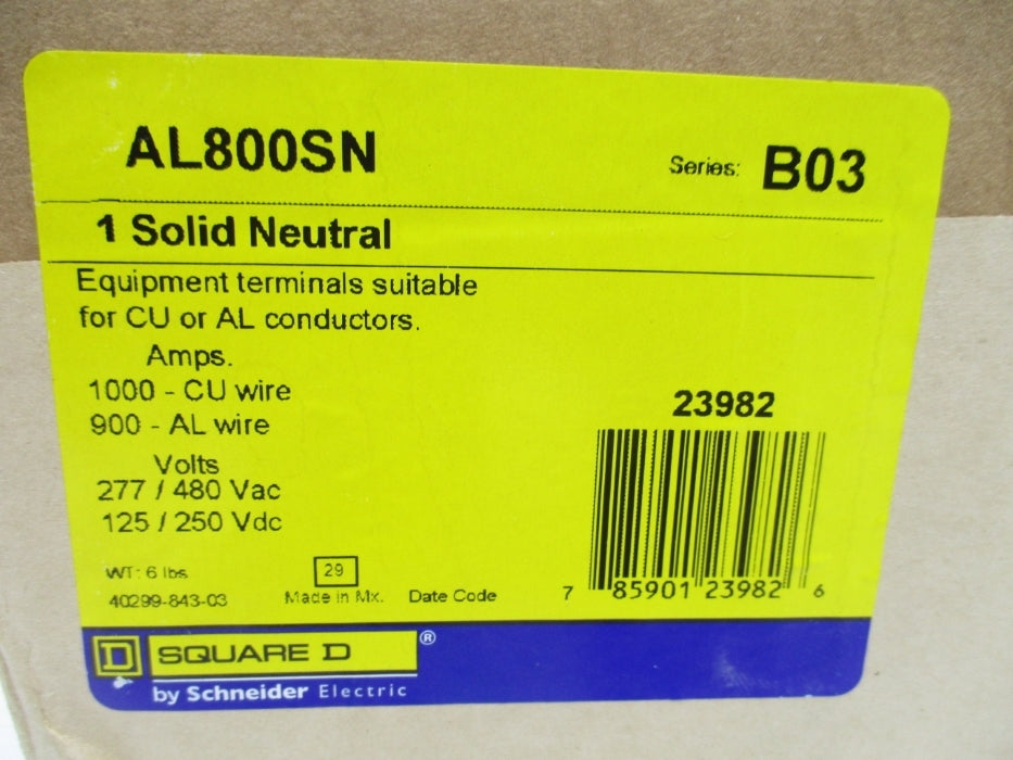 SQUARE D AL800SN SER. B03 480VAC 1000A NSFS