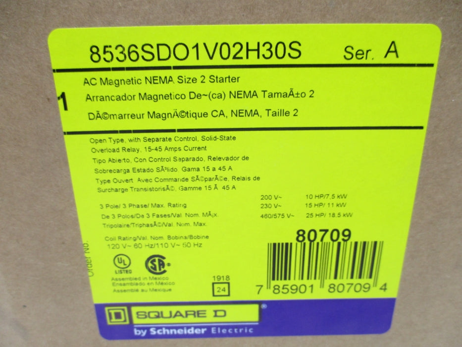 SQUARE D 8536SDO1V02H30S SER. A NSMP