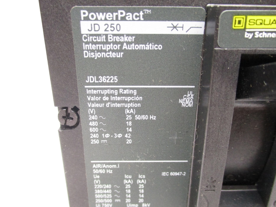 SQUARE D JDL36225 225A 600V NSMP