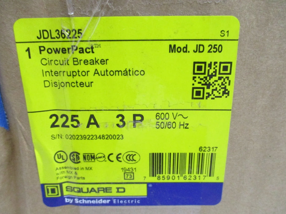 SQUARE D JDL36225 225A 600V NSMP