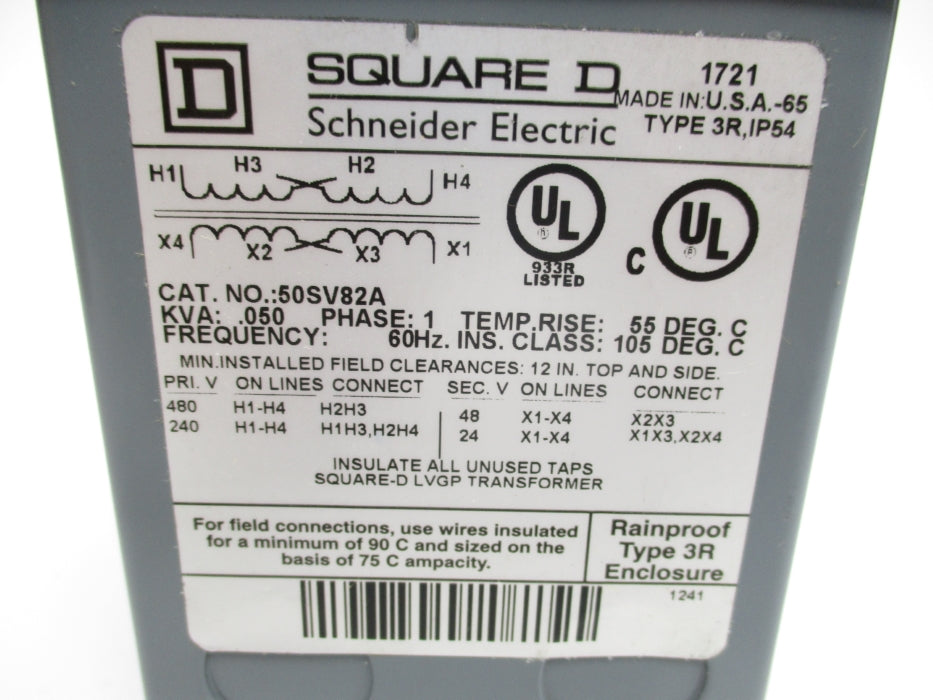 SQUARE D 50SV82A .50KVA NSMP