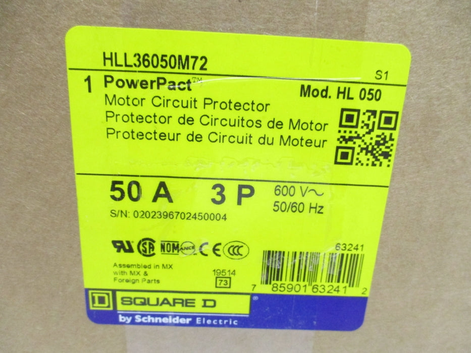 SQUARE D HLL36050M72 50A 600V NSMP