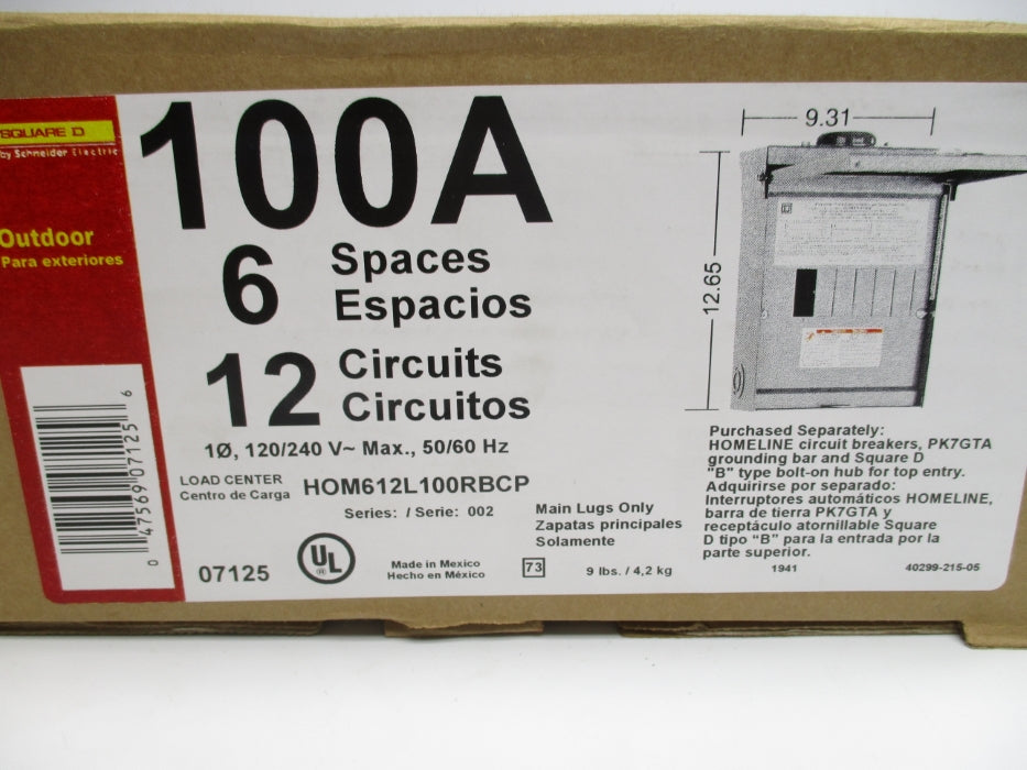 SQUARE D HOM612L100RBCP SER. 002 NSMP