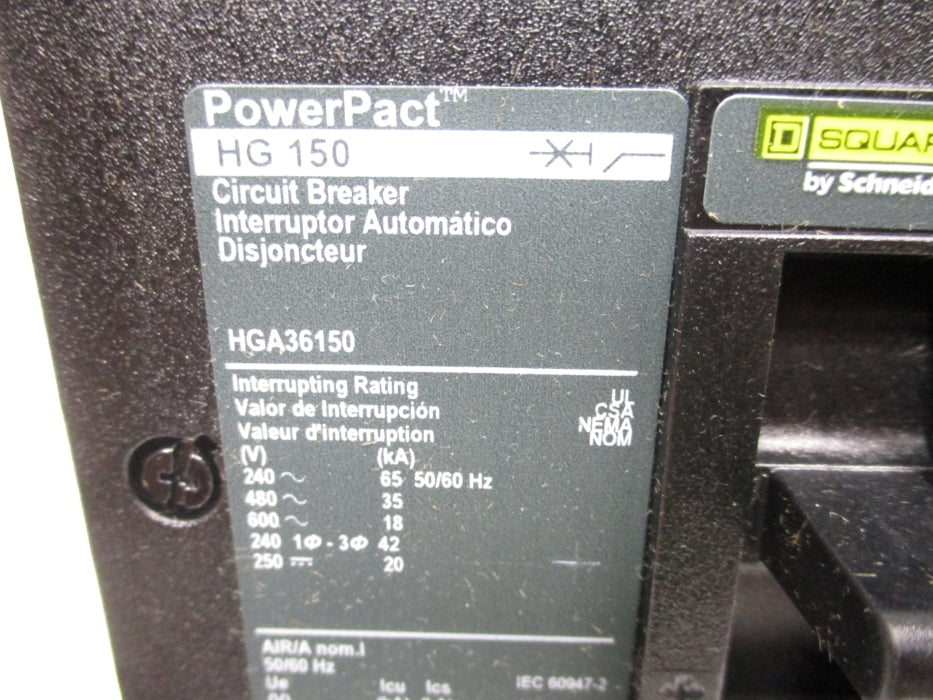 SQUARE D HGA36150 150A 600V NSMP