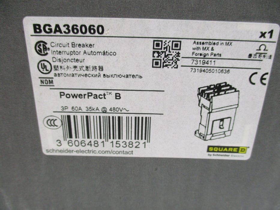 SQUARE D BGA36060 60A 480V NSMP