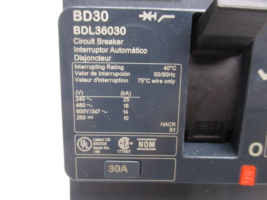 SQUARE D BDL36030 30 480V NSMP
