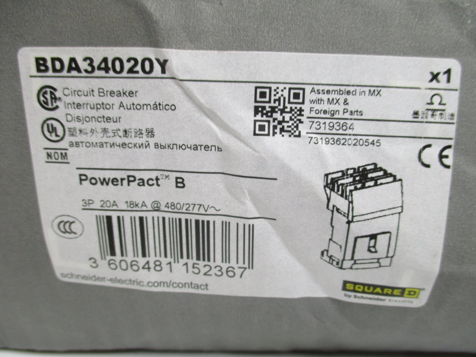 SQUARE D BDA34020Y 20A 277V NSMP