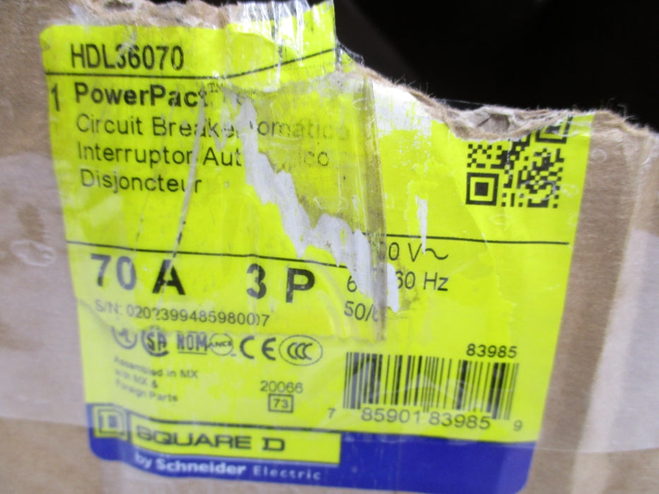 SQUARE D HDL36070 600V 70A NSMP