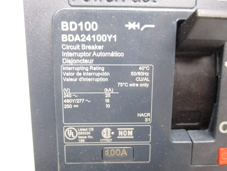 SQUARE D BDA24100Y1 277V 100A NSMP