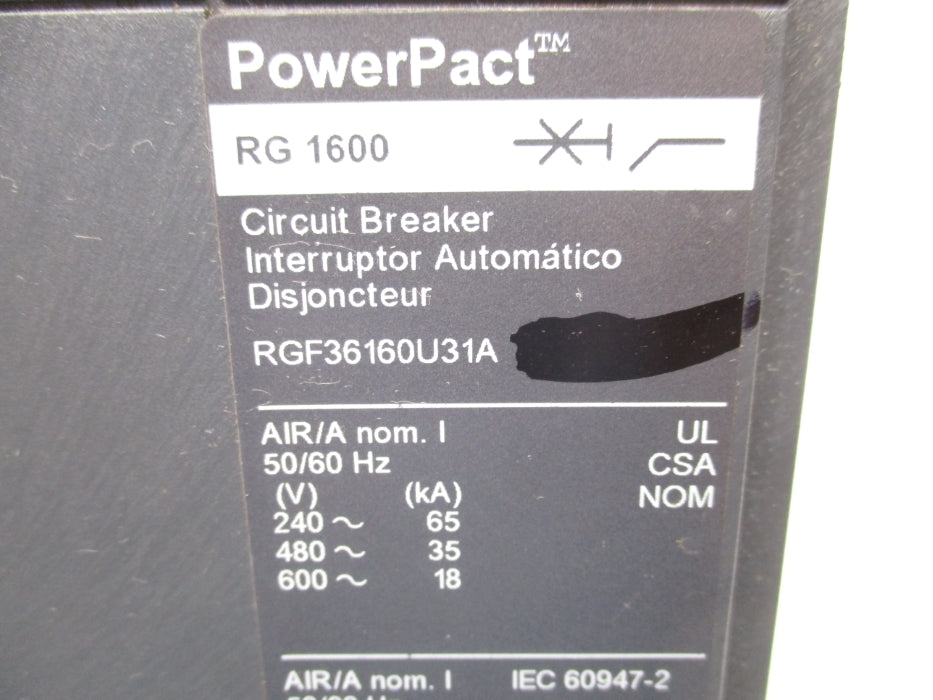 SQUARE D RGF36160U31A 600V 1600A (AS PICTURED) UNMP