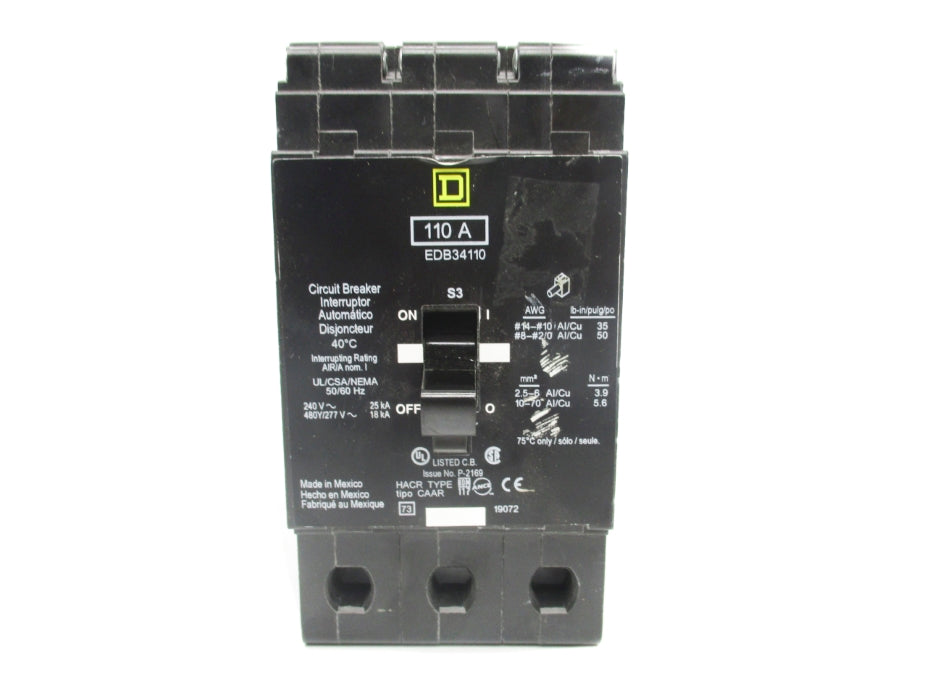 SQUARE D EDB34110 110A 277V UNMP