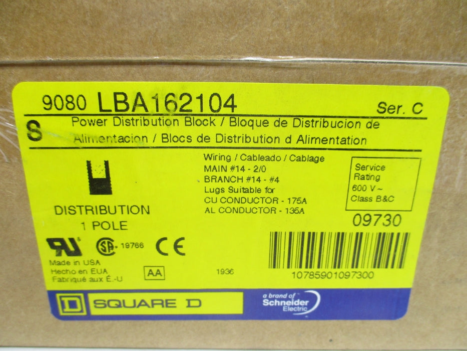 SQUARE D 9080LBA162104 SER. C 600V 175A (PKG OF 8) NSFS