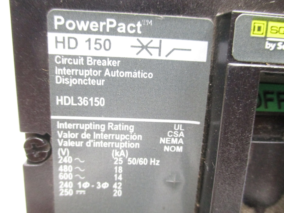 SQUARE D HDL36150 150A 600V NSNP