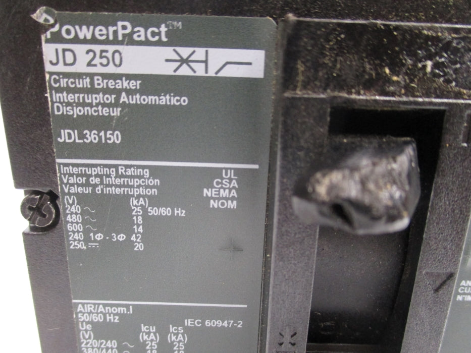 SQUARE D JDL36150 600V 150A (AS PICTURED) NSNP