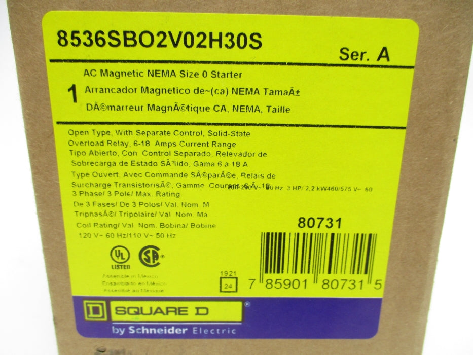 SQUARE D 8536SBO2V02H30S SER. A NSMP