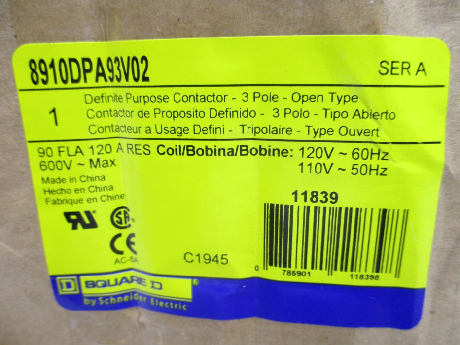 SQUARE D 8910DPA93V02 SER. A 120V NSFS