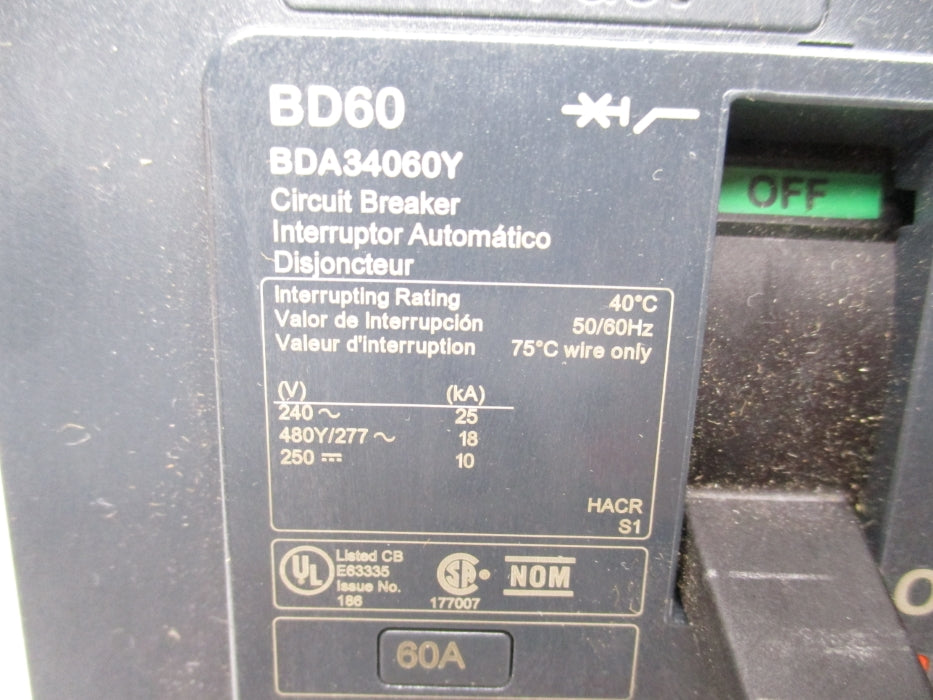SQUARE D BDA34060Y 60A 277V NSNP