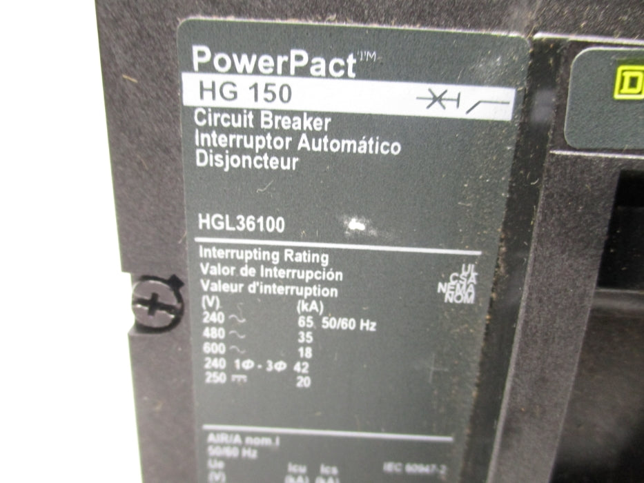 SQUARE D HGL36100 100A 600V NSNP