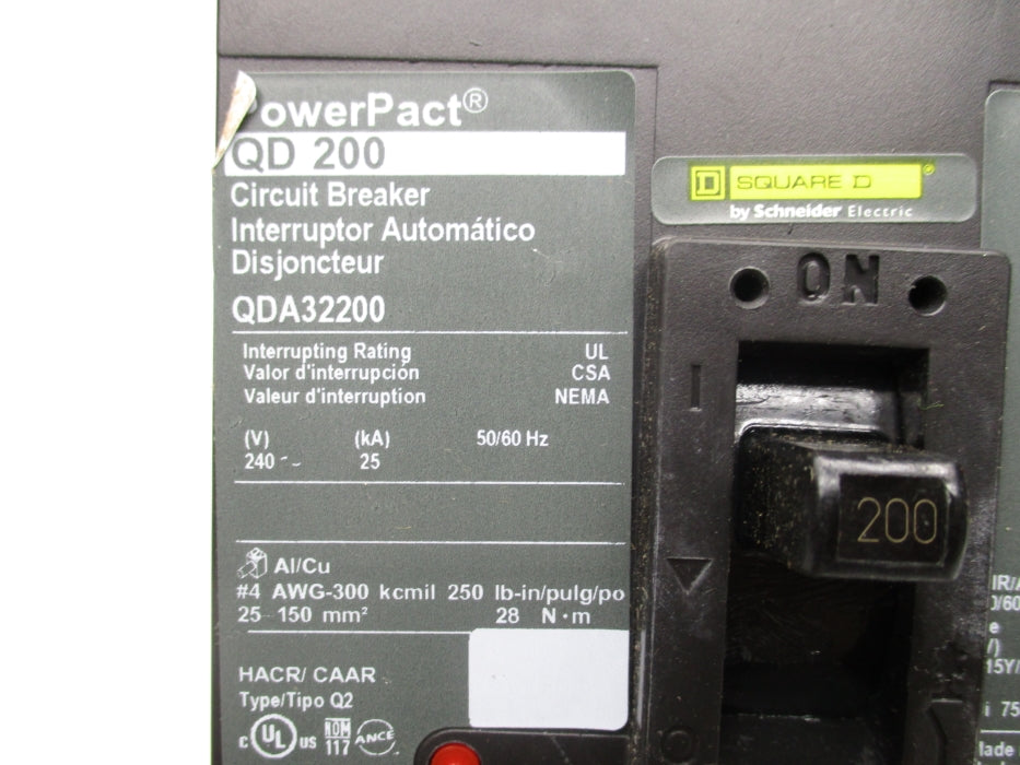 SQUARE D QDA32200 240V 200A NSMP