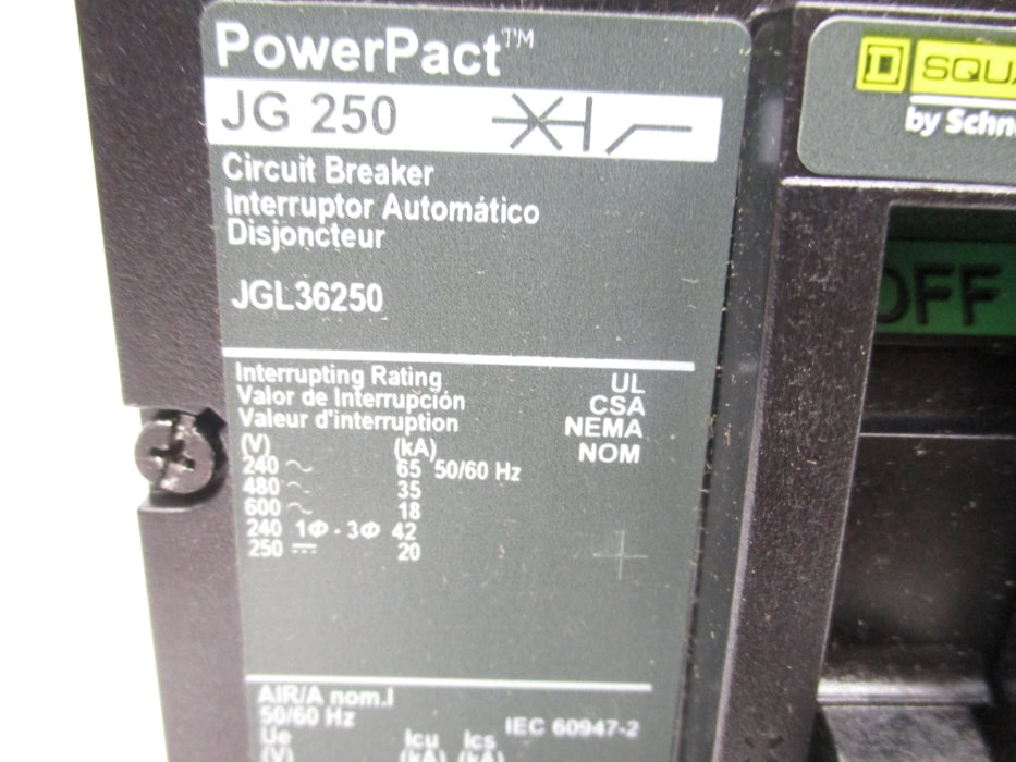 SQUARE D JGL36250 250A 600V NSMP