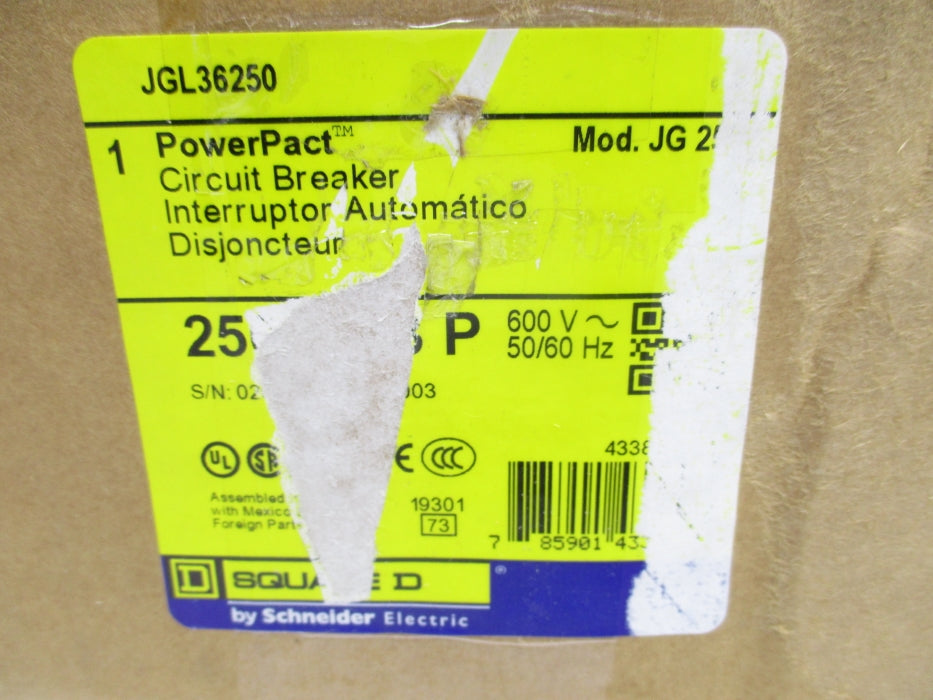 SQUARE D JGL36250 250A 600V NSMP