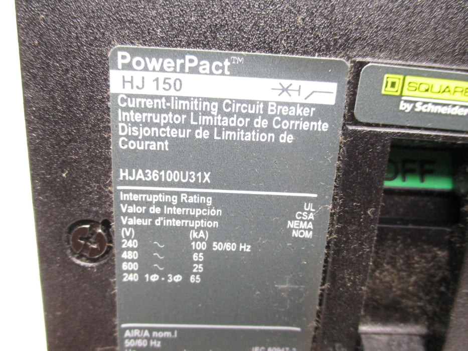 SQUARE D HJA36100U31X 100A 600V (AS PICTURED) NSMP