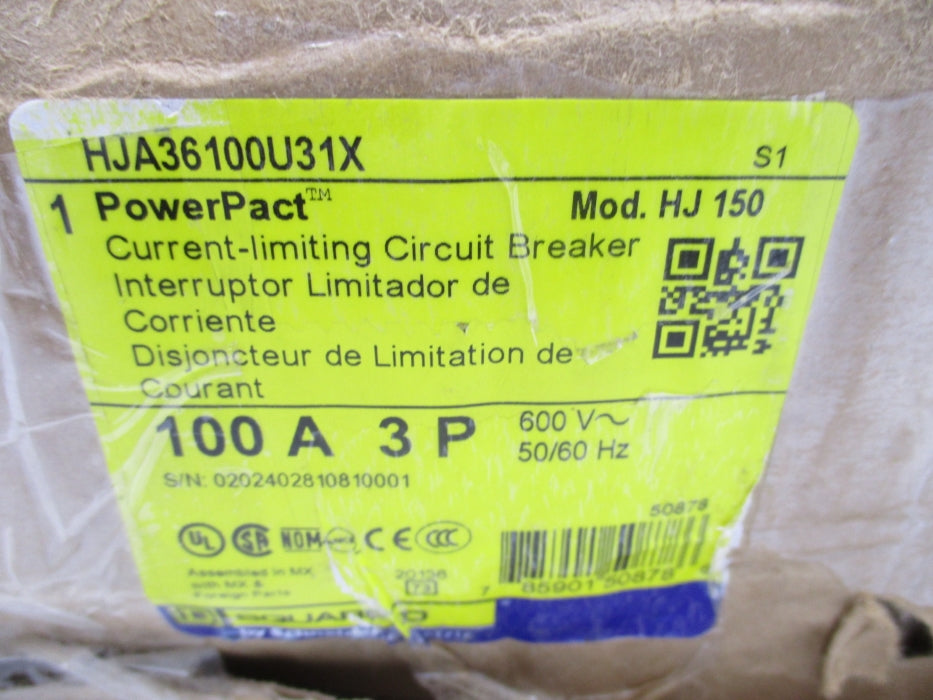 SQUARE D HJA36100U31X 100A 600V (AS PICTURED) NSMP