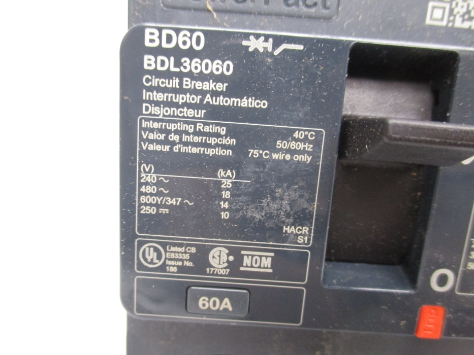 SQUARE D BDL36060 60A 480V NSMP