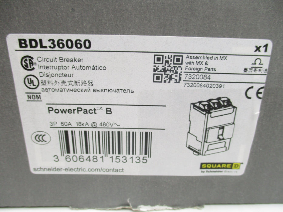 SQUARE D BDL36060 60A 480V NSMP