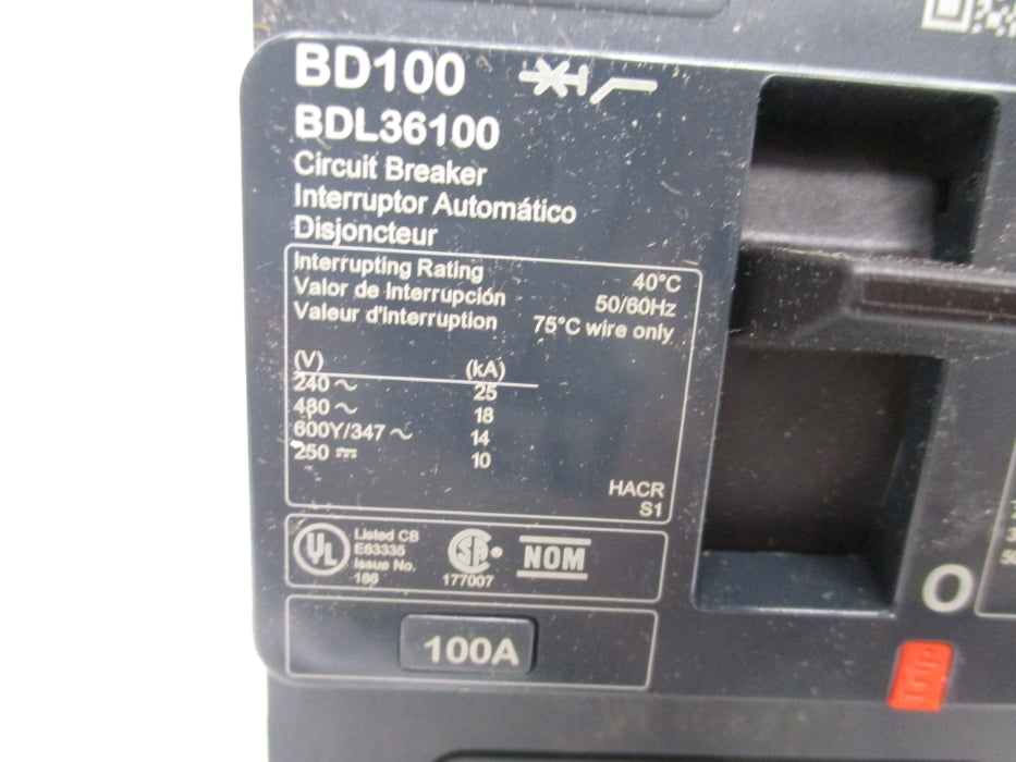 SQUARE D BDL36100 100A 480V NSMP