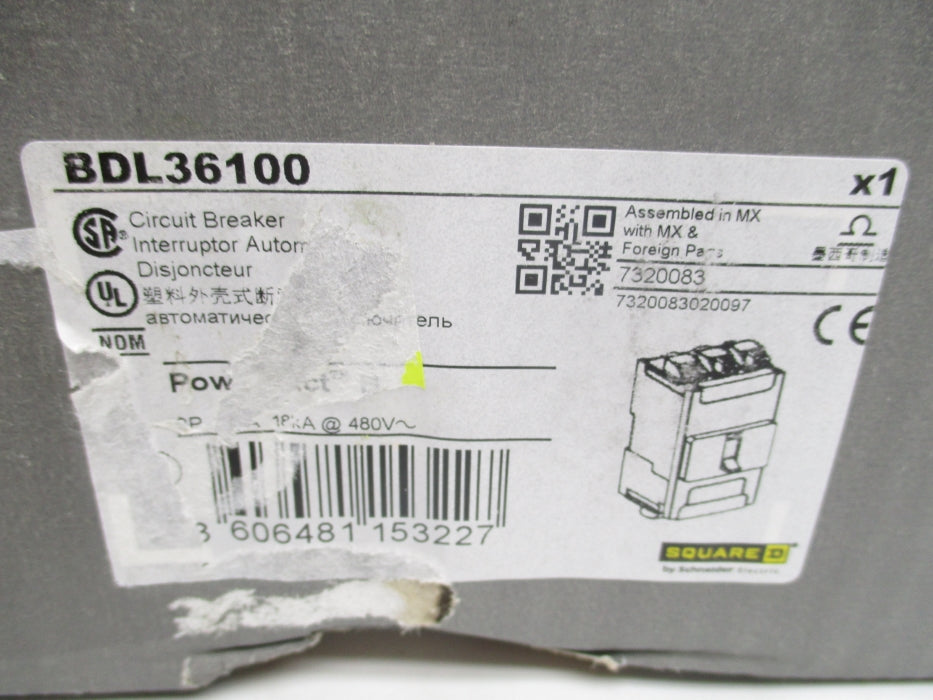 SQUARE D BDL36100 100A 480V NSMP
