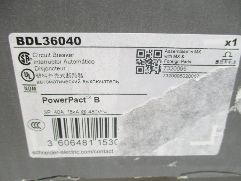 SQUARE D BDL36040 40A 480V NSMP