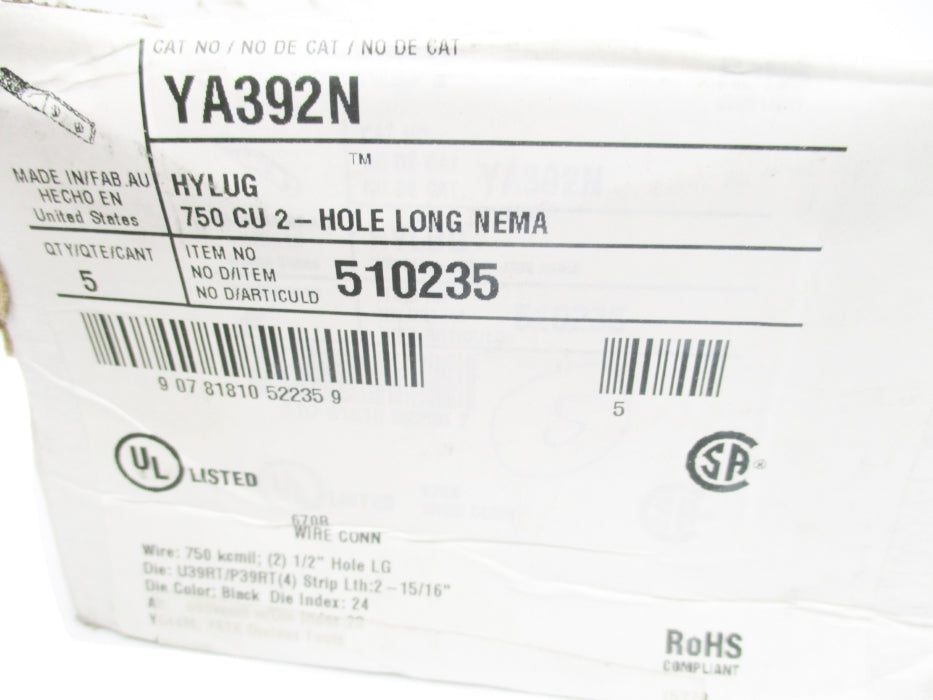 BURNDY YA39-2N (PKG OF 5) NSMP