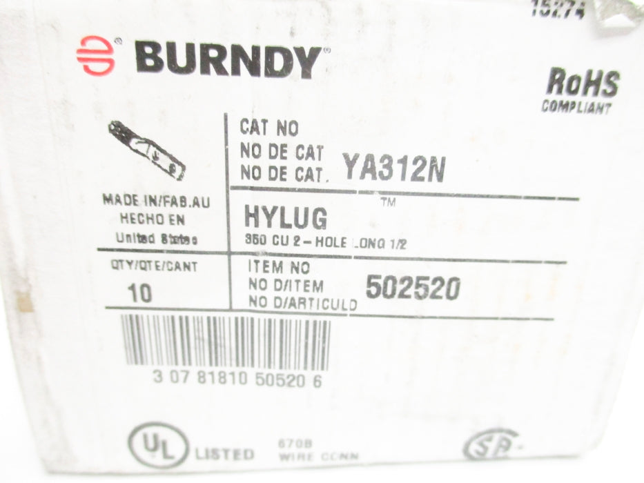BURNDY YA31-2N (PKG OF 10) NSMP