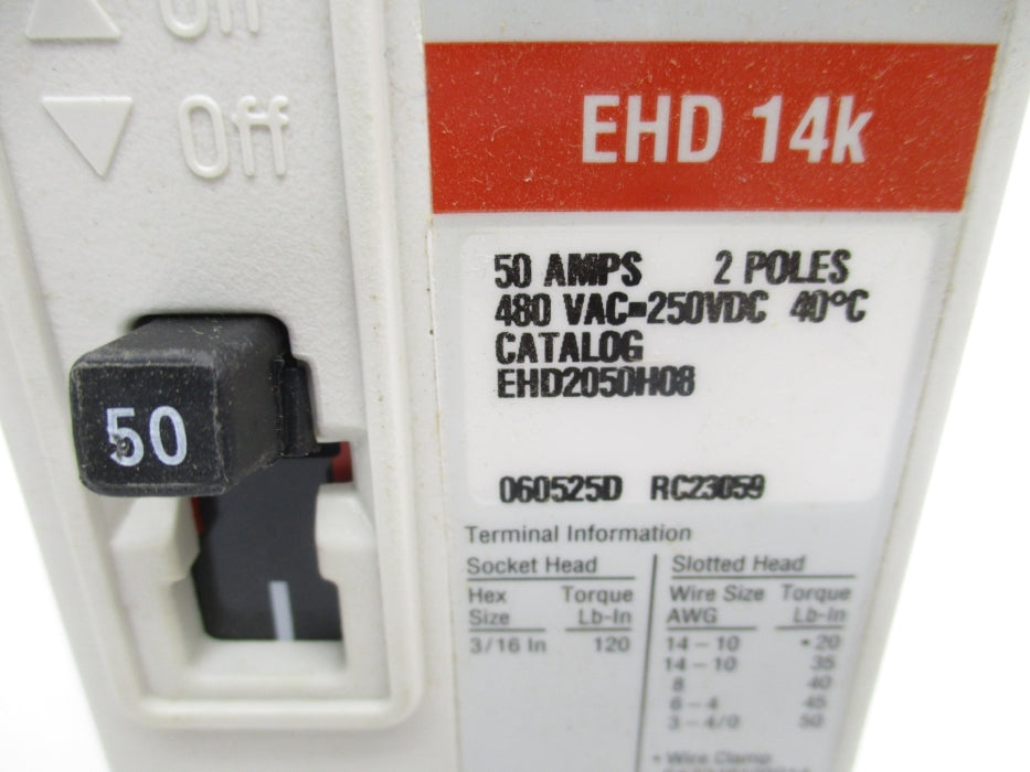 CUTLER HAMMER EHD2050H08 50A 480VAC SER. C NSMP