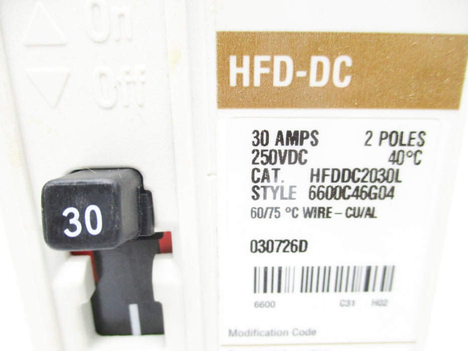 CUTLER HAMMER HFDDC2030L SER. C 30A 250VDC NSMP