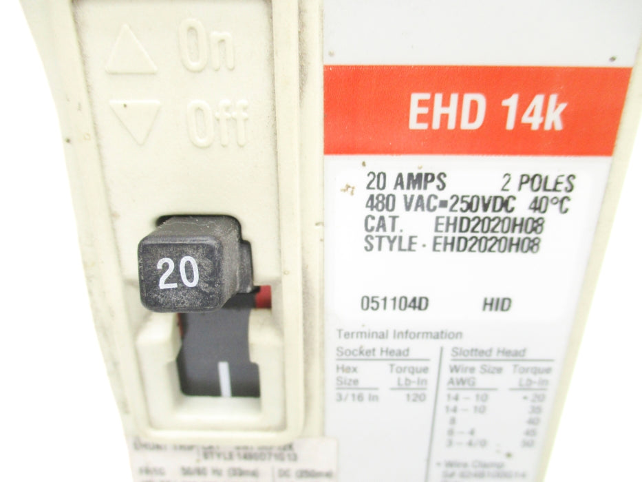 CUTLER HAMMER EHD2020H08 480VAC 20A UNMP