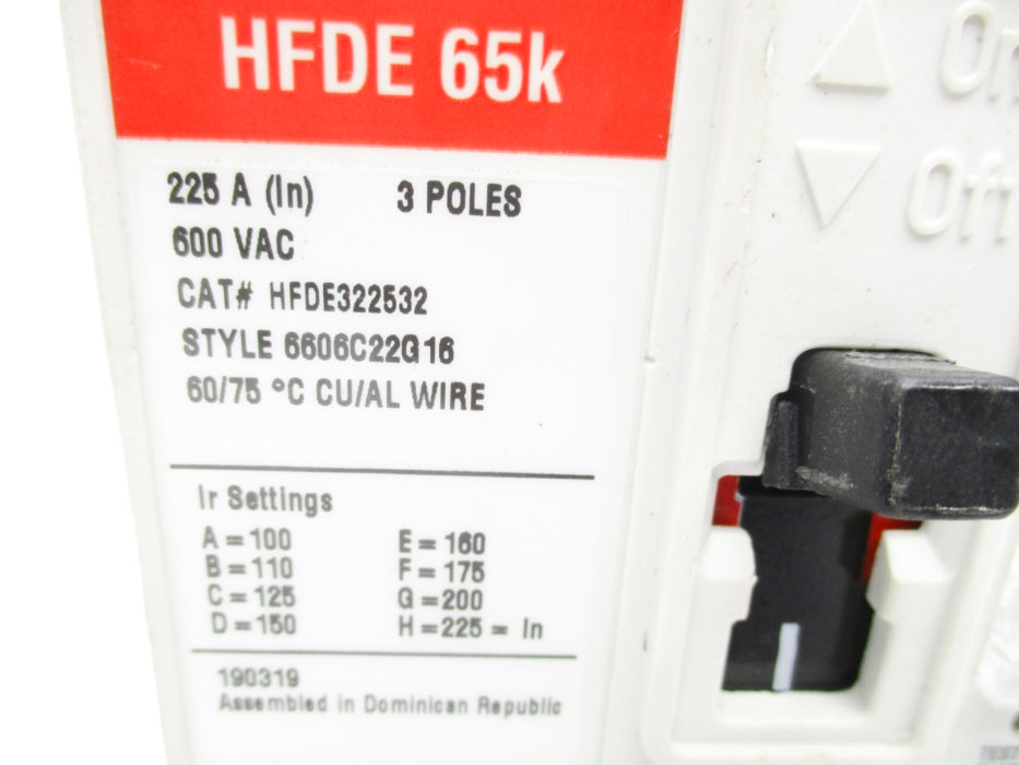 EATON HFDE322532 225A 600VAC UNMP