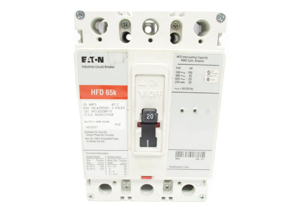 EATON HFD3020BP10 20A 600VAC UNMP
